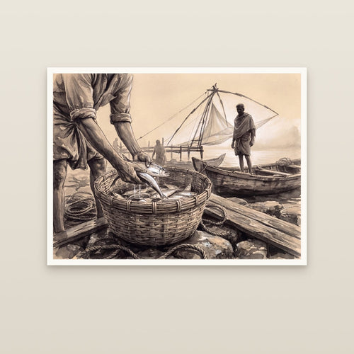 Cheena Vala, Basket First: Charcoal (unframed print)