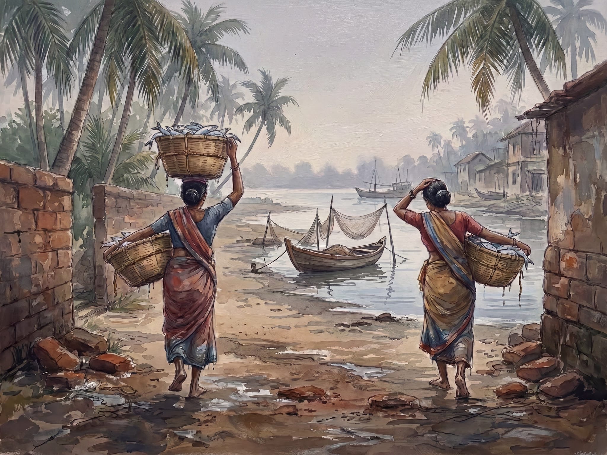 Tonse to Malpe, Baskets Homeward: Oil Canvas