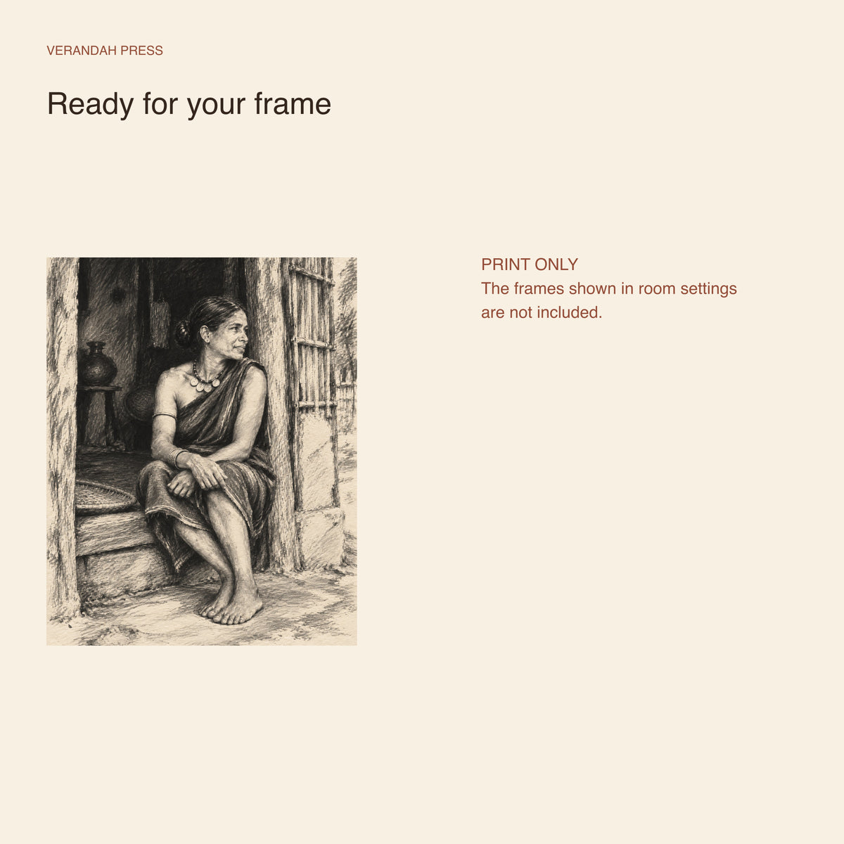 Bastar Doorway | Charcoal Art Print (unframed print)