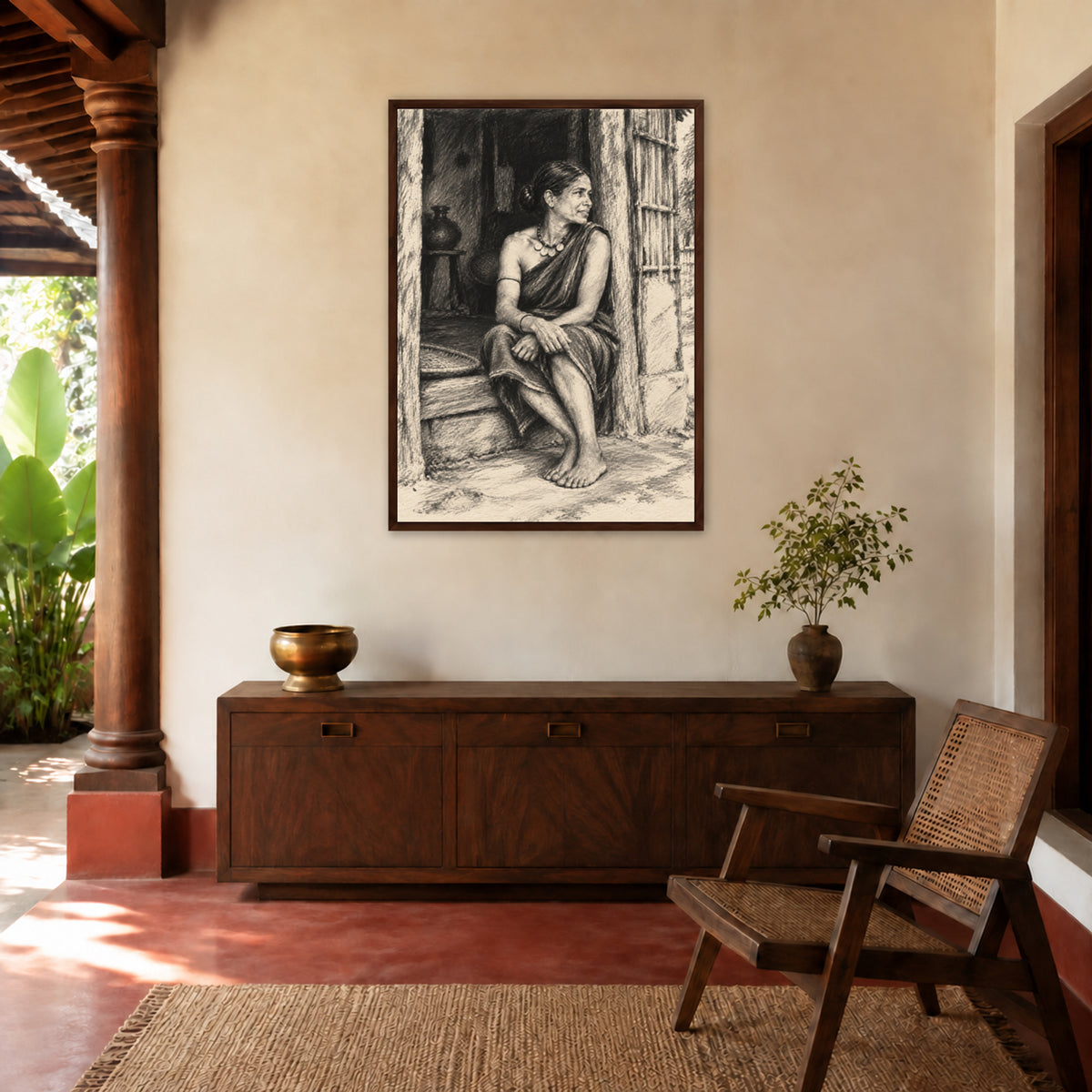 Bastar Doorway | Charcoal Art Print
