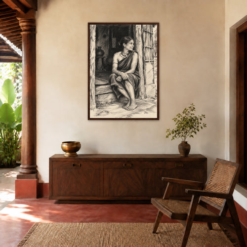 Bastar Doorway | Charcoal Art Print