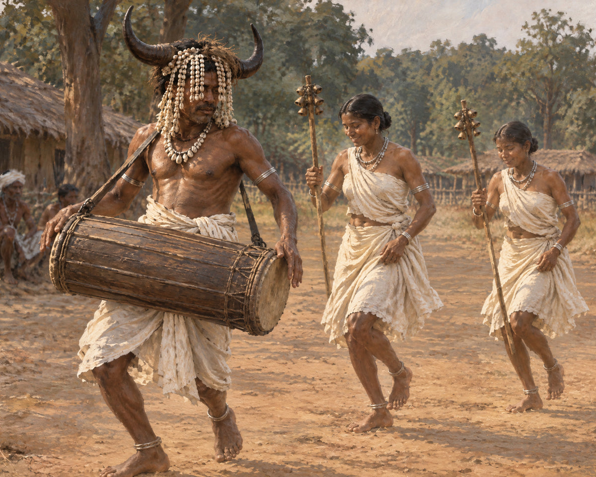Bastar Village Dance | Oil-Style Art Print