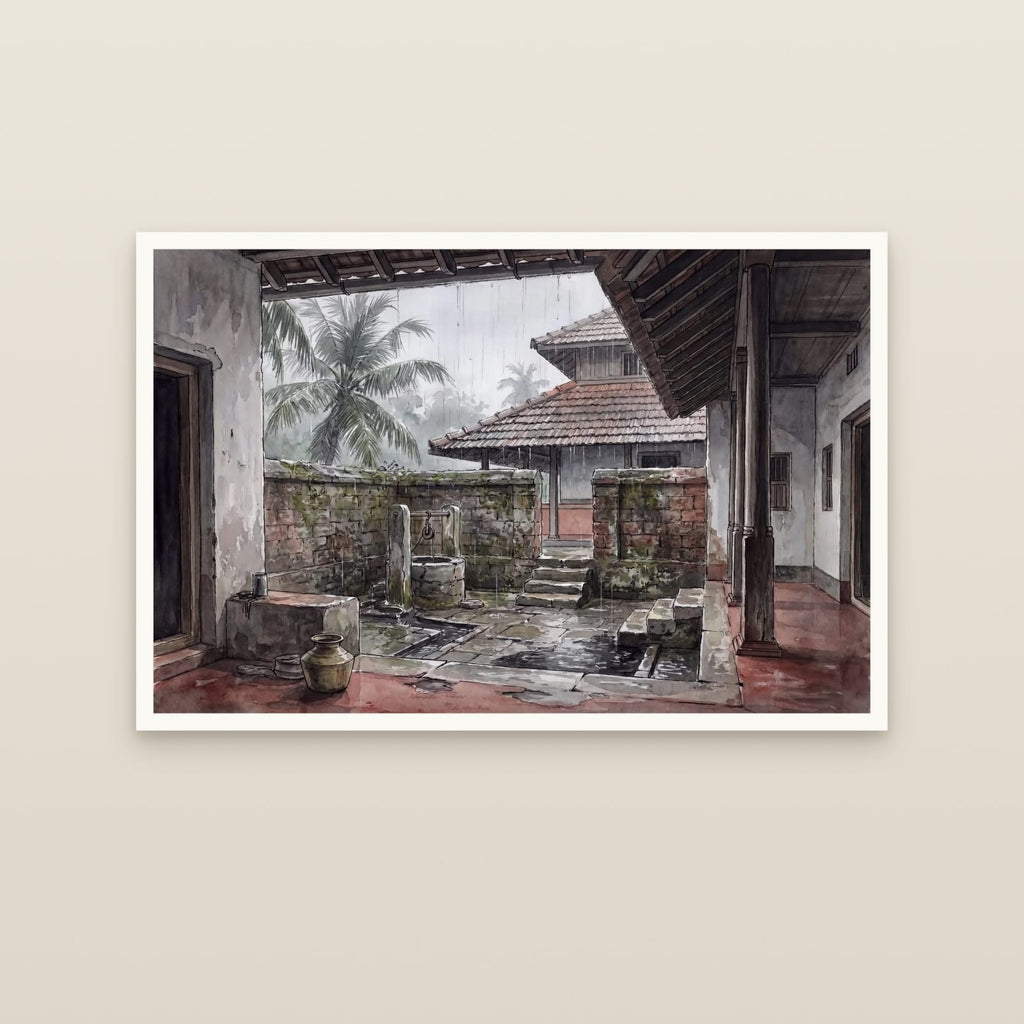 The Courtyard Well in Monsoon (unframed print)