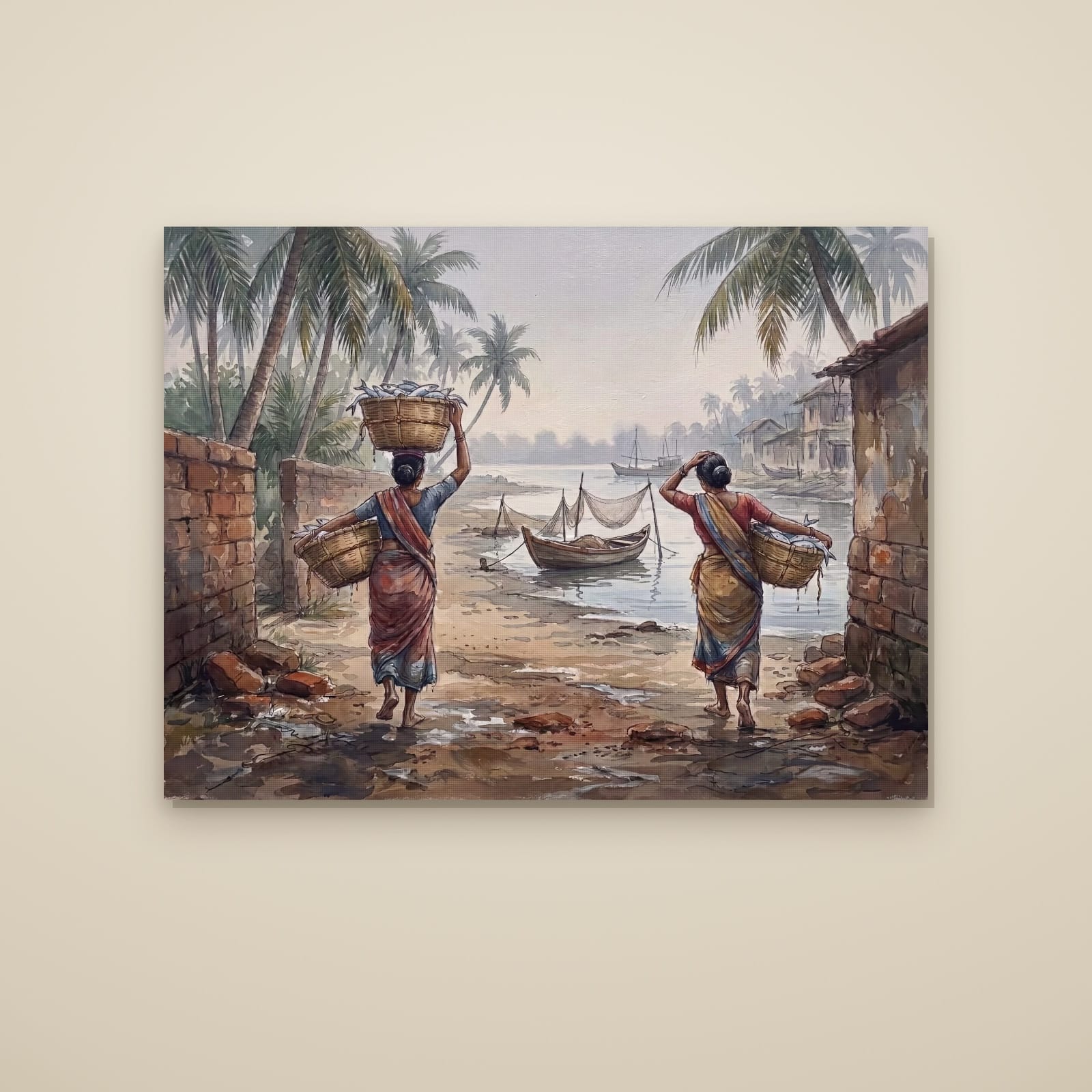 Tonse to Malpe, Baskets Homeward: Oil Canvas (gallery-wrapped canvas)