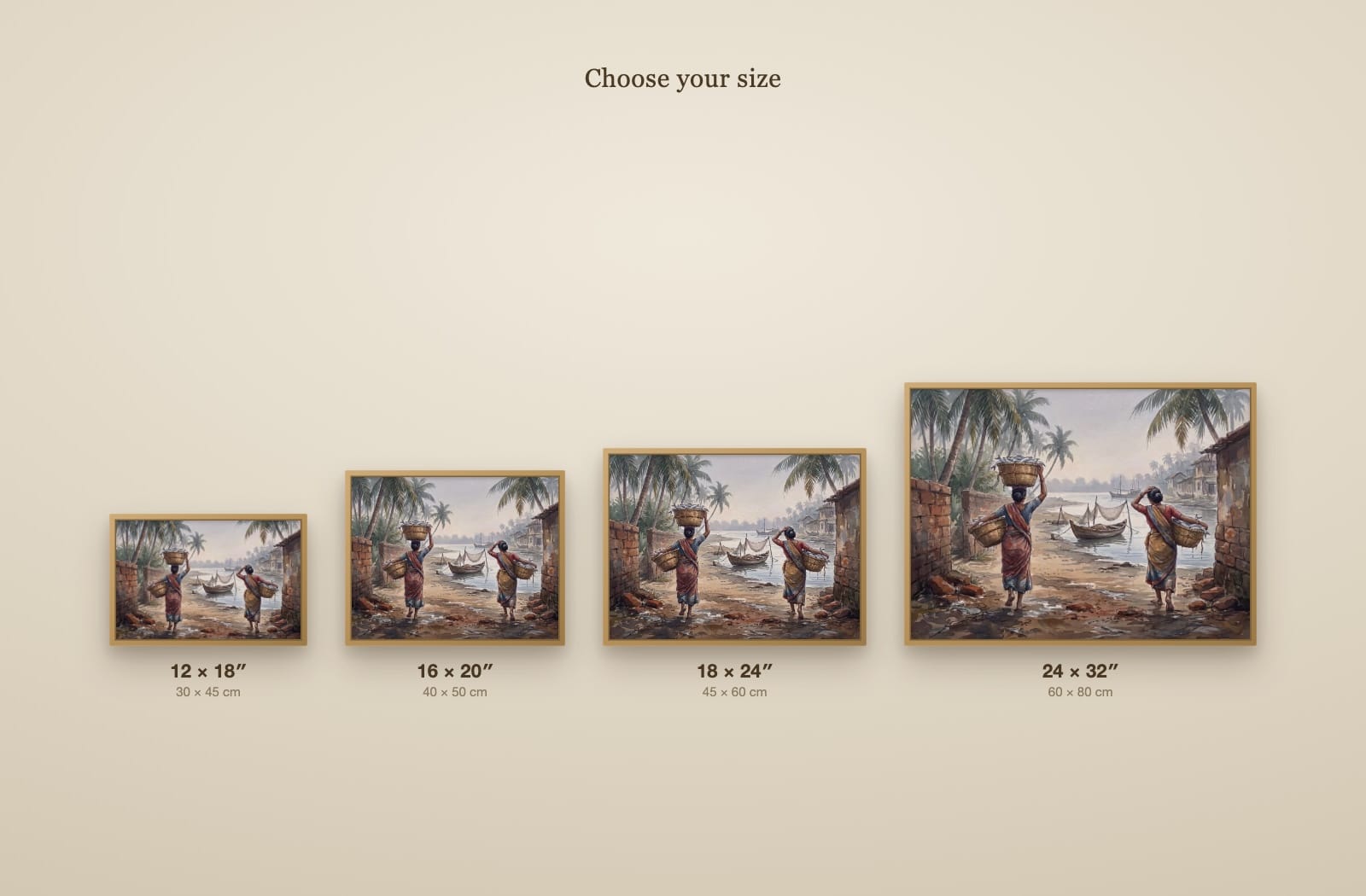 Tonse to Malpe, Baskets Homeward: Oil Canvas size guide